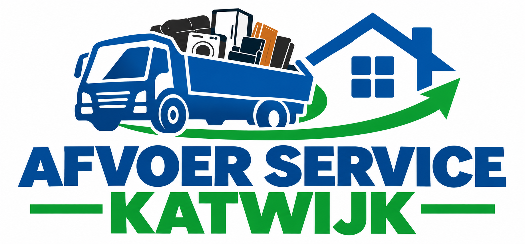 Vrachtwagen van Afvoer Service Katwijk bij een huis